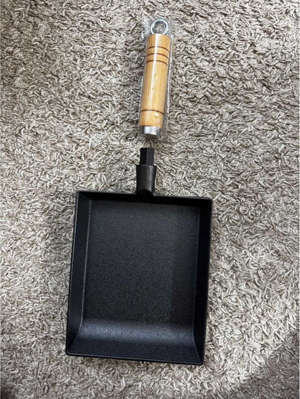 Cast Iron Tamagoyaki Pan 7x6 Japanese Omelet Skillet Detachable Wood Handle